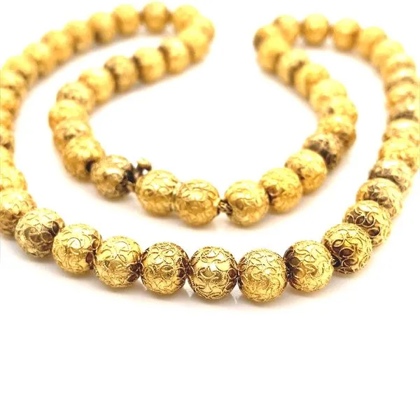 14K Yellow Gold Etruscan Revival Bead Necklace Image 3 Jaymark Jewelers Cold Spring, NY