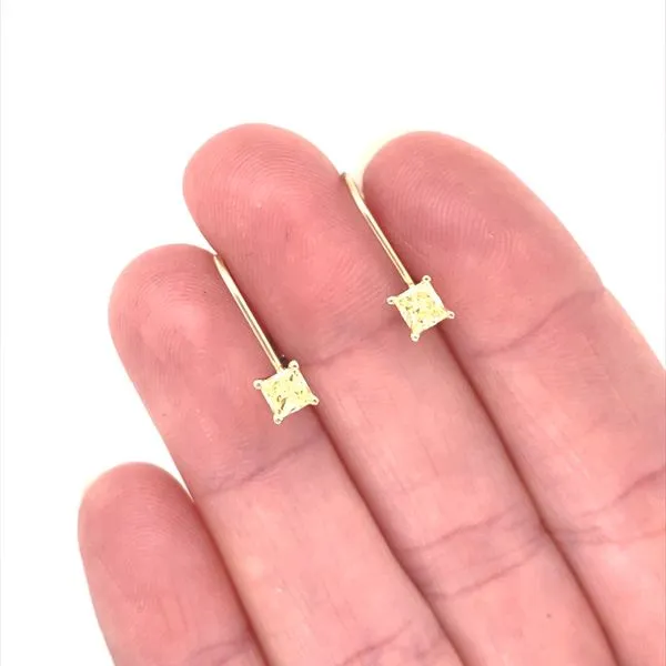 14K Yellow Gold Princess Cut Yellow Diamond Dangle Earrings Image 2 Jaymark Jewelers Cold Spring, NY