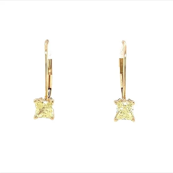 14K Yellow Gold Princess Cut Yellow Diamond Dangle Earrings Jaymark Jewelers Cold Spring, NY