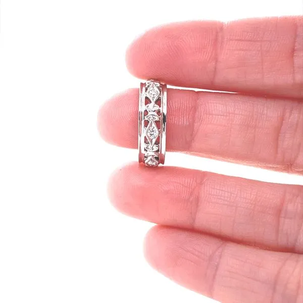 14K White Gold Openwork Diamond Band Image 2 Jaymark Jewelers Cold Spring, NY
