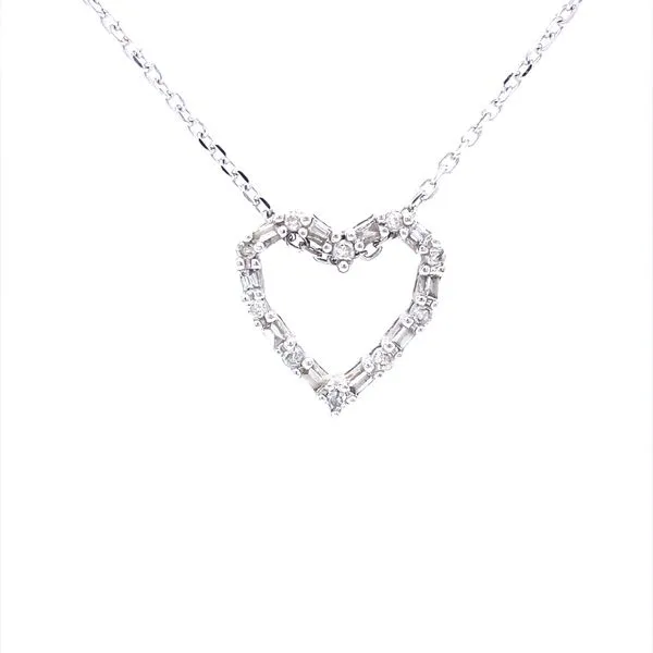 14K White Gold Diamond Heart Pendant Jaymark Jewelers Cold Spring, NY