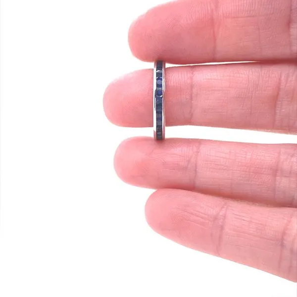 18K White Gold Sapphire Eternity Band Image 2 Jaymark Jewelers Cold Spring, NY