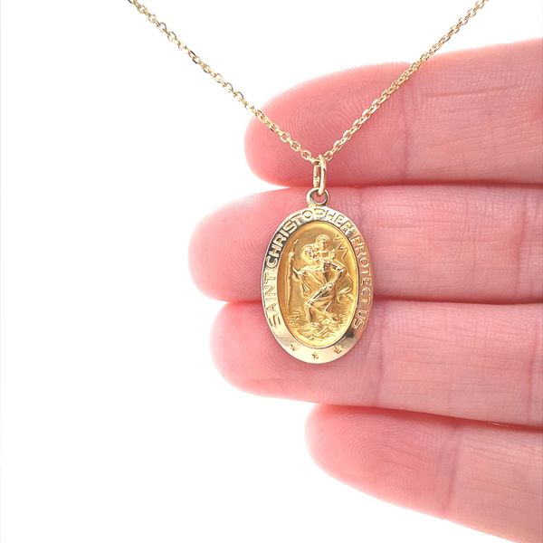 14K Yellow Gold St. Christopher Medal Pendant Image 2 Jaymark Jewelers Cold Spring, NY
