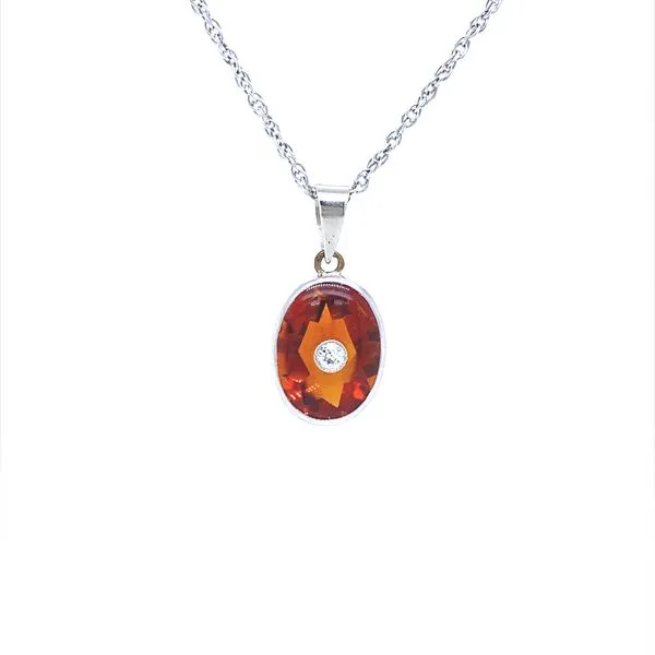 14K White Gold Citrine and Diamond Pendant Jaymark Jewelers Cold Spring, NY