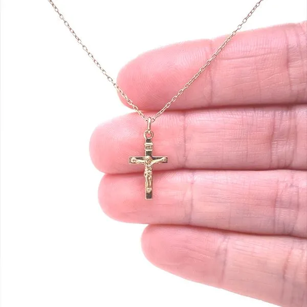 10K Yellow Gold Baby Crucifix Pendant Image 2 Jaymark Jewelers Cold Spring, NY