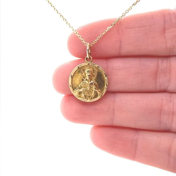 14K Yellow Gold Two-Sided Religious Medal Pendant Image 2 Jaymark Jewelers Cold Spring, NY