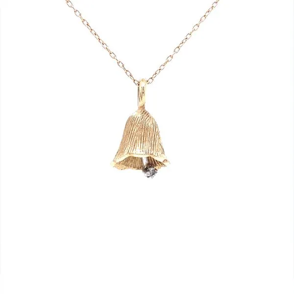 14K Yellow Gold Diamond Bell Charm/Pendant Jaymark Jewelers Cold Spring, NY