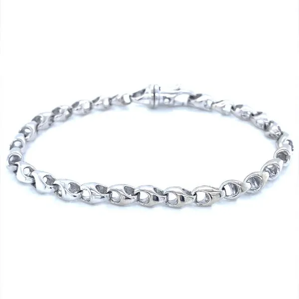 14K White Gold Heavy Chain Link Bracelet Jaymark Jewelers Cold Spring, NY