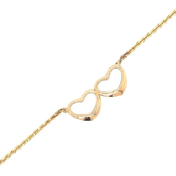 14K Yellow Gold Double Heart Anklet Jaymark Jewelers Cold Spring, NY