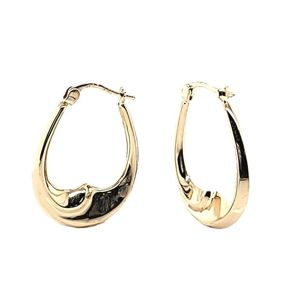 14K Yellow Gold Oval Swirl Hoop Earrings Jaymark Jewelers Cold Spring, NY