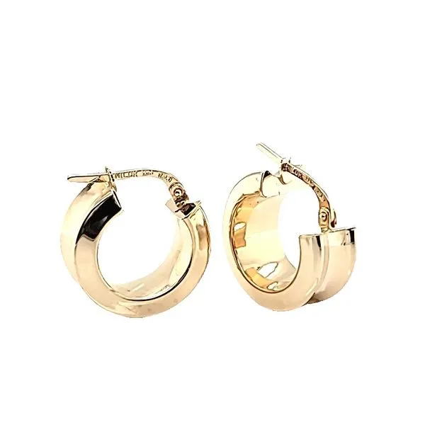 14K Yellow Gold Ribbed Huggie Hoop Earrings Jaymark Jewelers Cold Spring, NY