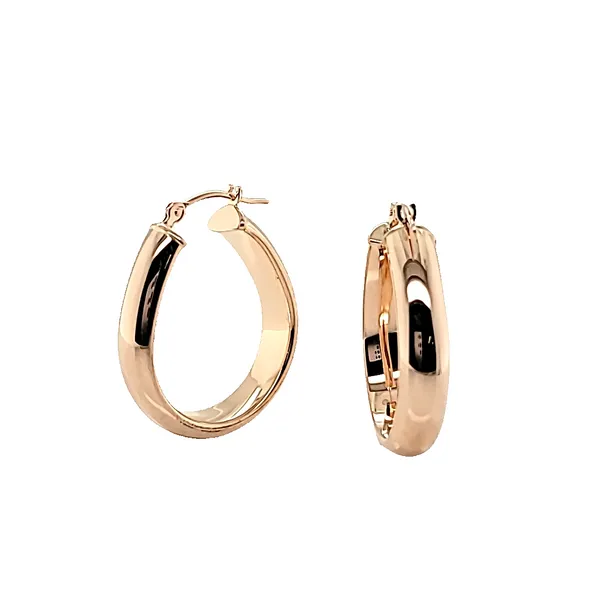 14K Rose Gold Oval Hoop Earrings Jaymark Jewelers Cold Spring, NY