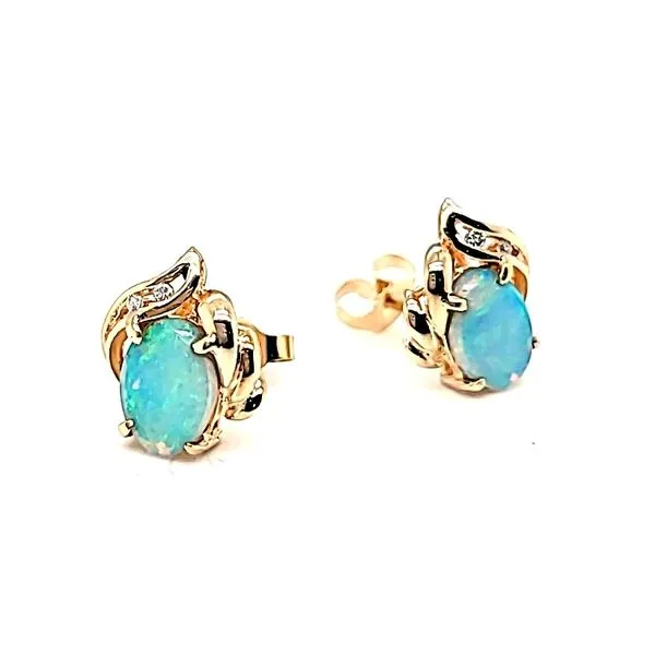 14K Yellow Gold Opal Earrings Jaymark Jewelers Cold Spring, NY