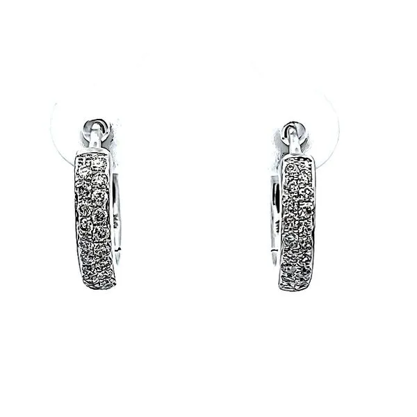 14K White Gold Diamond Huggie Earrings Jaymark Jewelers Cold Spring, NY