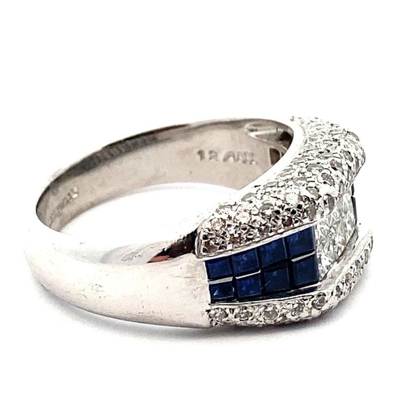 18K White Gold Diamond and Sapphire Ring Image 2 Jaymark Jewelers Cold Spring, NY