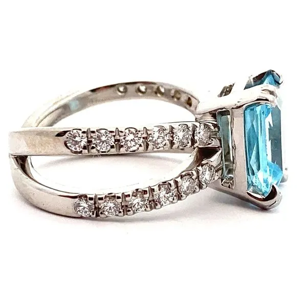 18K White Gold Diamond and Blue Topaz Ring Image 2 Jaymark Jewelers Cold Spring, NY