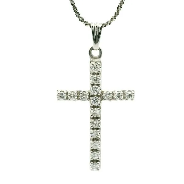 14K White Gold Diamond Cross and Chain Jaymark Jewelers Cold Spring, NY