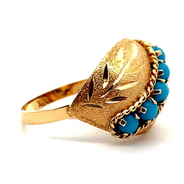 18K Yellow Gold Turquoise Dome Ring Image 2 Jaymark Jewelers Cold Spring, NY