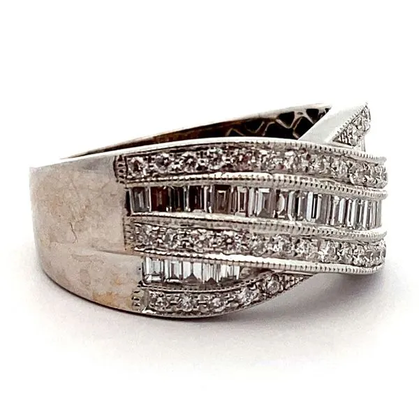 18K White Gold Wide Diamond Band Image 2 Jaymark Jewelers Cold Spring, NY