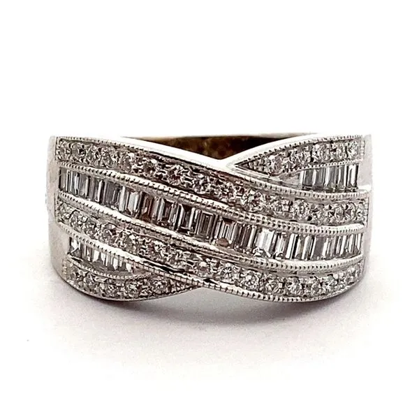 18K White Gold Wide Diamond Band Jaymark Jewelers Cold Spring, NY