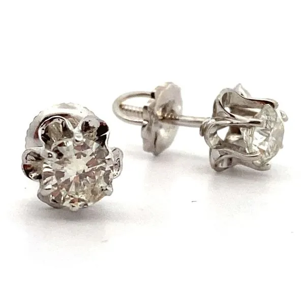 14K White Gold 1.00 cttw Diamond Stud Earrings Jaymark Jewelers Cold Spring, NY