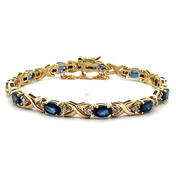 14K Yellow Gold Sapphire and Diamond Bracelet Jaymark Jewelers Cold Spring, NY