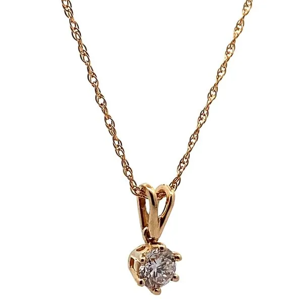 14K Yellow Gold Diamond Solitaire Pendant and Chain Image 2 Jaymark Jewelers Cold Spring, NY