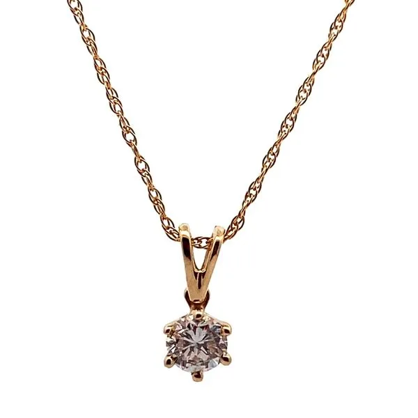14K Yellow Gold Diamond Solitaire Pendant and Chain Jaymark Jewelers Cold Spring, NY