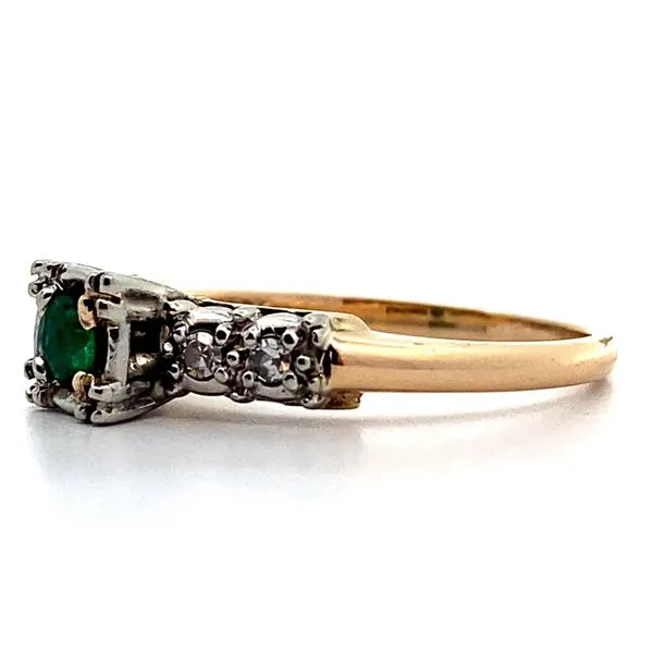 14K Two-Tone Vintage Emerald and Diamond Ring Image 2 Jaymark Jewelers Cold Spring, NY