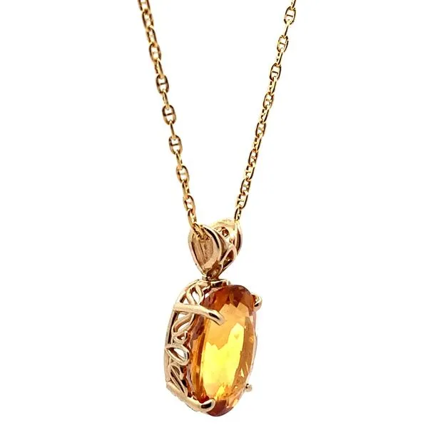 14K Yellow Gold Large Oval Citrine Pendant Image 2 Jaymark Jewelers Cold Spring, NY