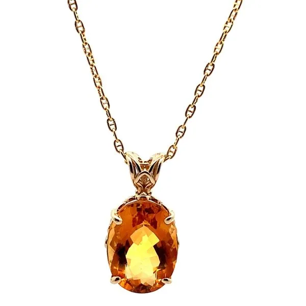 14K Yellow Gold Large Oval Citrine Pendant Jaymark Jewelers Cold Spring, NY