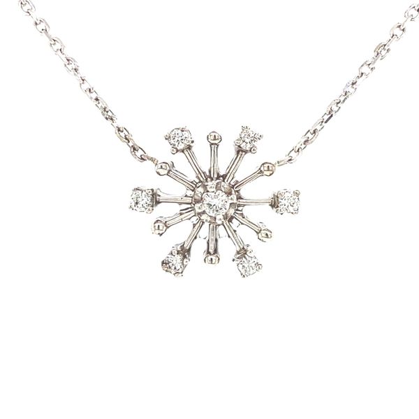 14K White Gold Diamond Starburst Necklace Jaymark Jewelers Cold Spring, NY