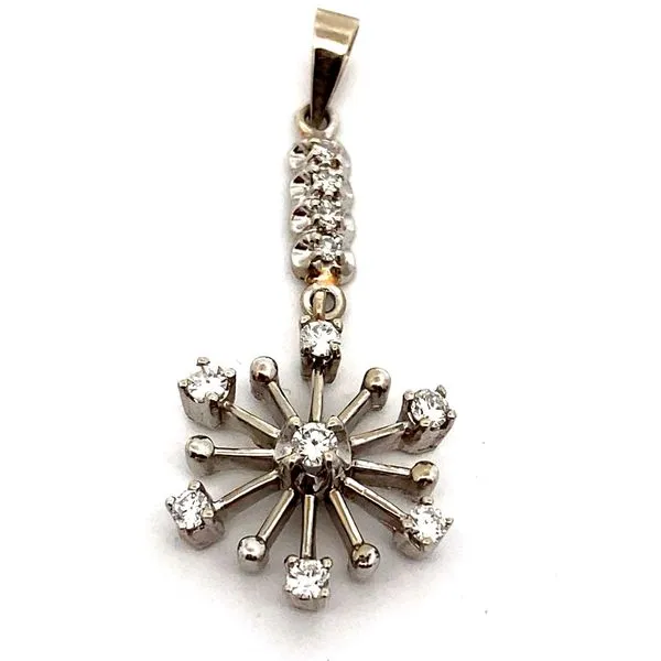 14K White Gold Diamond Starburst Pendant Jaymark Jewelers Cold Spring, NY