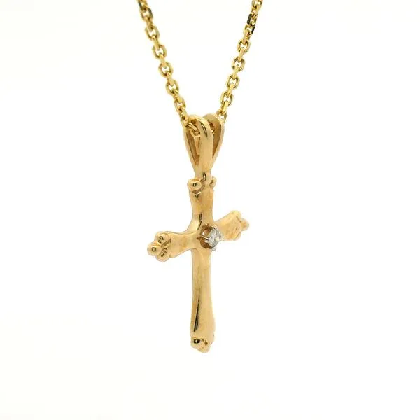 14K Yellow Gold and Diamond Cross Image 2 Jaymark Jewelers Cold Spring, NY