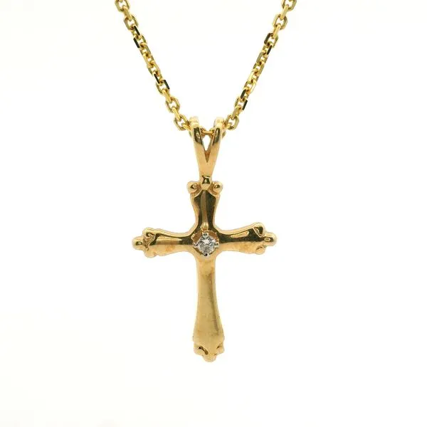14K Yellow Gold and Diamond Cross Jaymark Jewelers Cold Spring, NY
