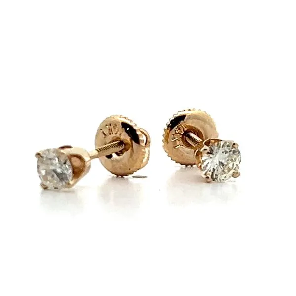 14K Yellow Gold Diamond Stud Earrings Image 2 Jaymark Jewelers Cold Spring, NY