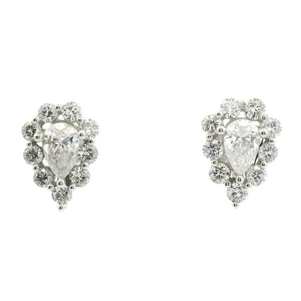 14K White Gold Lab Grown Diamond Halo Earrings Image 2 Jaymark Jewelers Cold Spring, NY