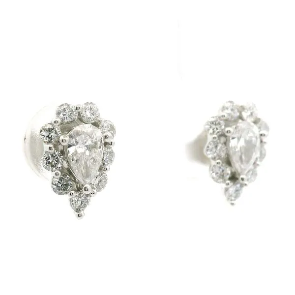 14K White Gold Lab Grown Diamond Halo Earrings Jaymark Jewelers Cold Spring, NY