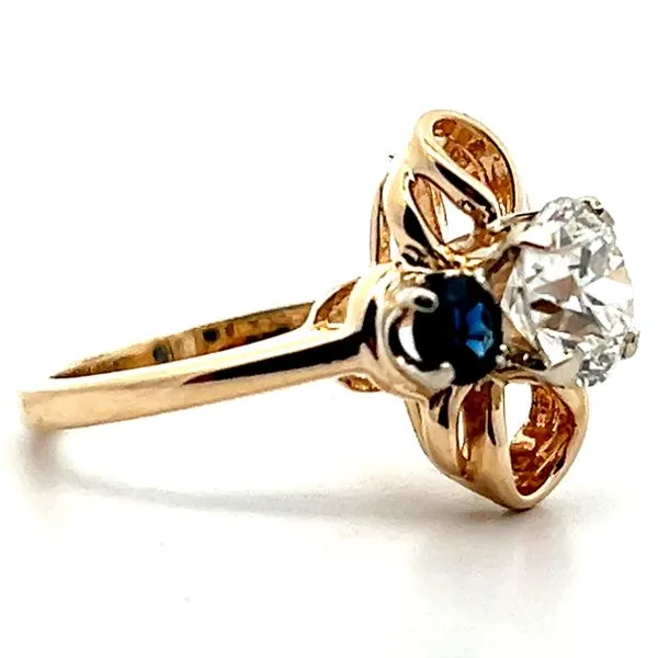 14K Yellow Gold Diamond and Sapphire Three Stone Ring Image 2 Jaymark Jewelers Cold Spring, NY