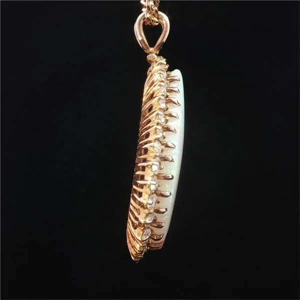 14K Yellow Gold Opal and Diamond Necklace Image 5 Jaymark Jewelers Cold Spring, NY