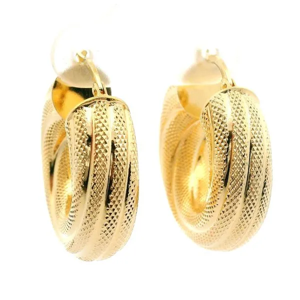 14K Yellow Gold Hoop Earrings Image 2 Jaymark Jewelers Cold Spring, NY