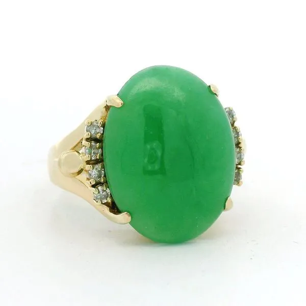 18K Yellow Gold Jadeite Jade and Diamond Ring Jaymark Jewelers Cold Spring, NY