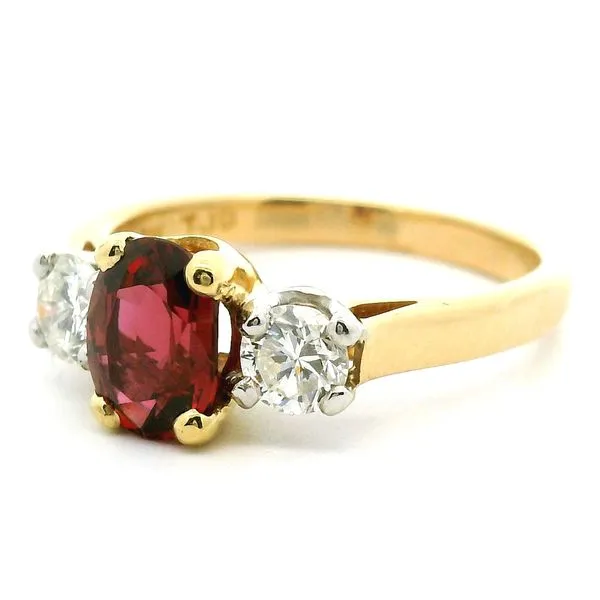 18K Yellow Gold and Platinum Ruby and Diamond Ring Image 3 Jaymark Jewelers Cold Spring, NY