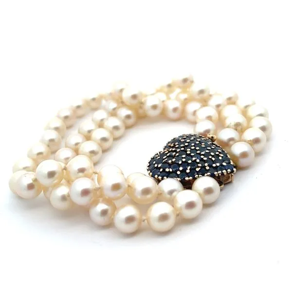 14K Yellow Gold Sapphire and Pearl Bracelet Image 2 Jaymark Jewelers Cold Spring, NY