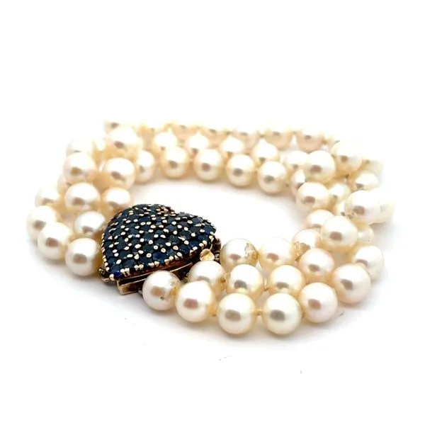 14K Yellow Gold Sapphire and Pearl Bracelet Image 3 Jaymark Jewelers Cold Spring, NY