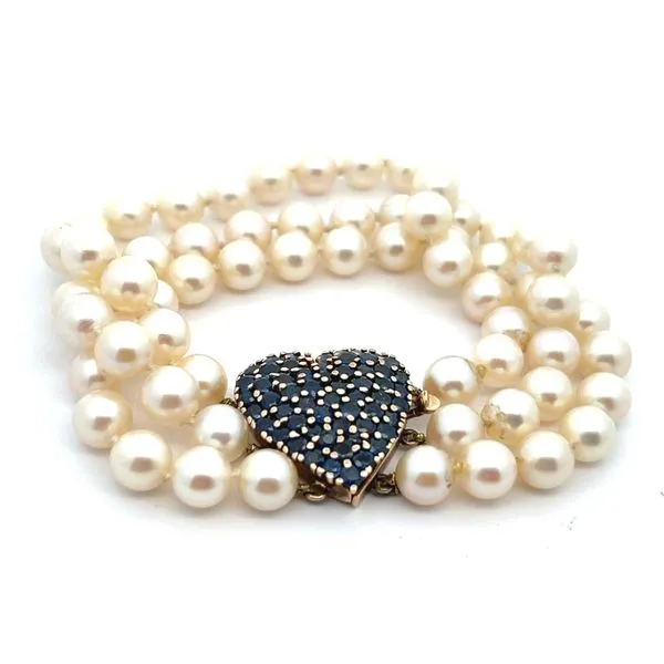 14K Yellow Gold Sapphire and Pearl Bracelet Jaymark Jewelers Cold Spring, NY