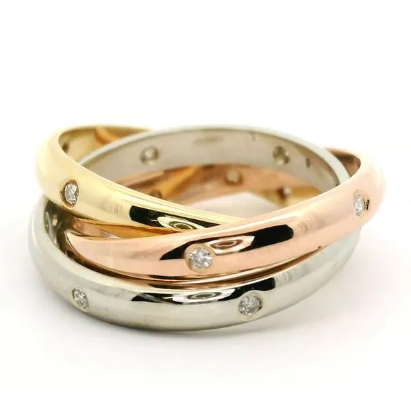 14K Tri Color Diamond Rolling Rings Image 2 Jaymark Jewelers Cold Spring, NY