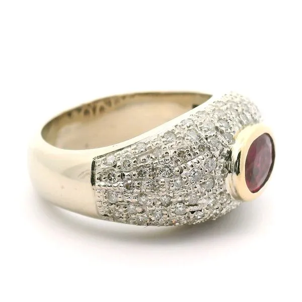 18K Two Tone Ruby and Diamond Ring Image 2 Jaymark Jewelers Cold Spring, NY