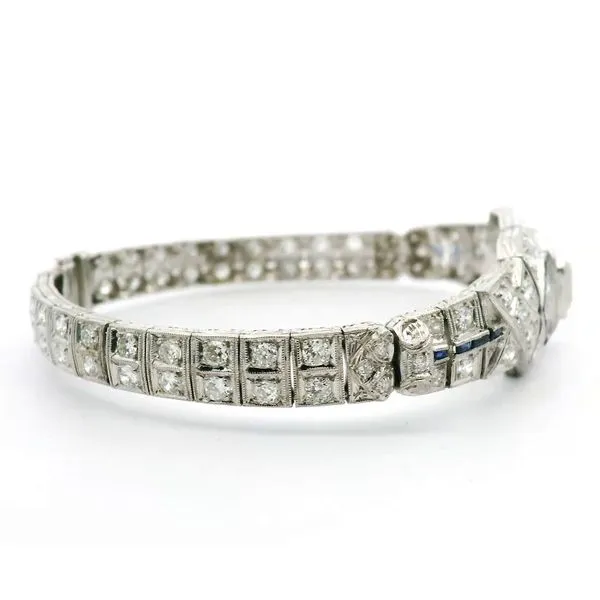 Platinum Diamond and Sapphire Bracelet Image 2 Jaymark Jewelers Cold Spring, NY