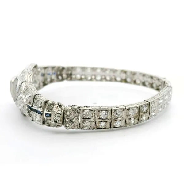 Platinum Diamond and Sapphire Bracelet Image 3 Jaymark Jewelers Cold Spring, NY